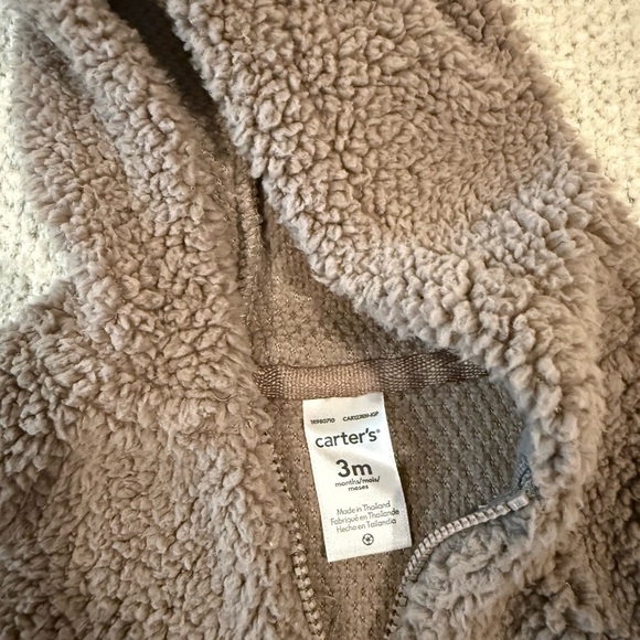 Carter's Tan\grey Sherpa Hooded Vest - Picture 2 of 3